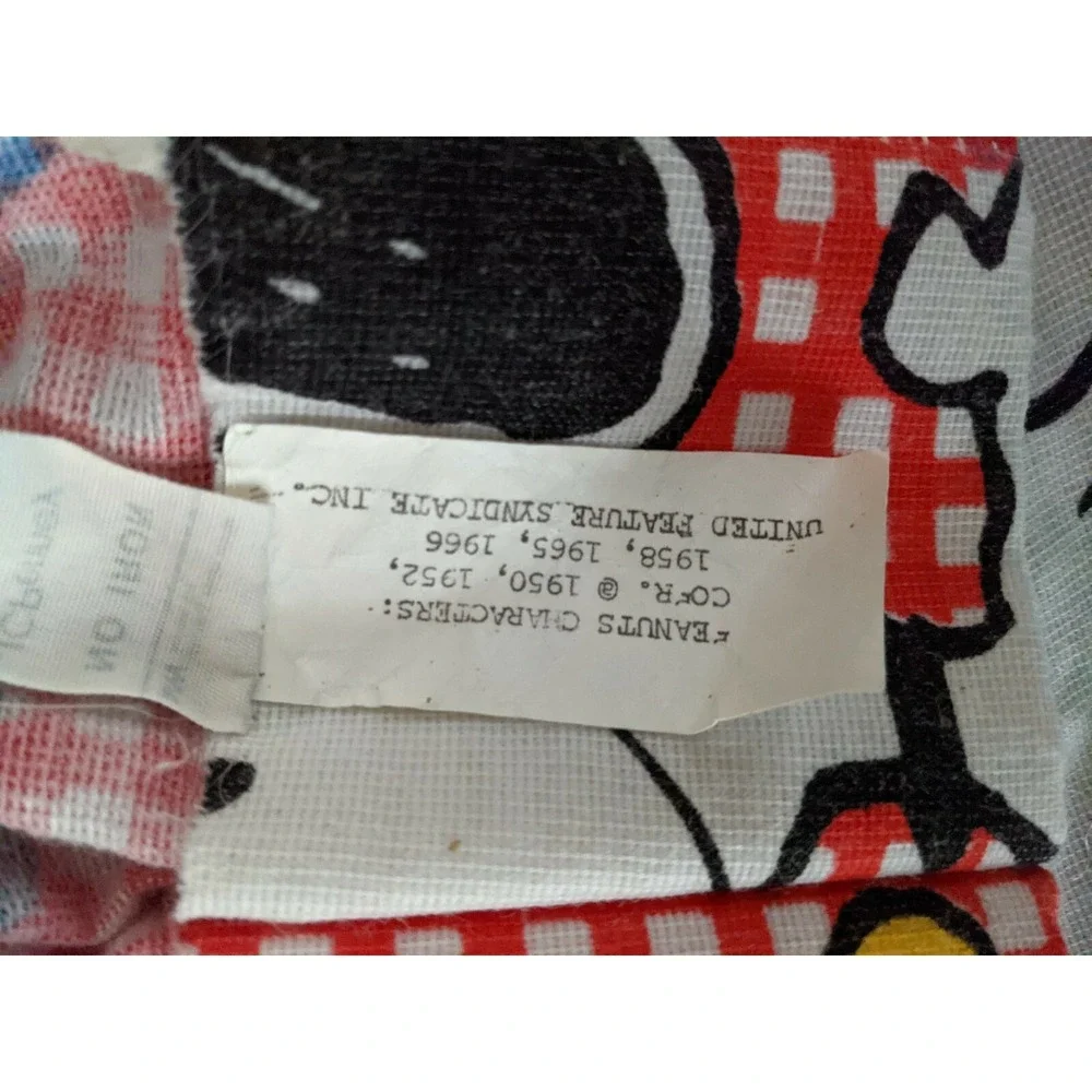 Vintage Snoopy Peanuts Pleated Drape Diamond Curtain Valance Fabric JC Penney